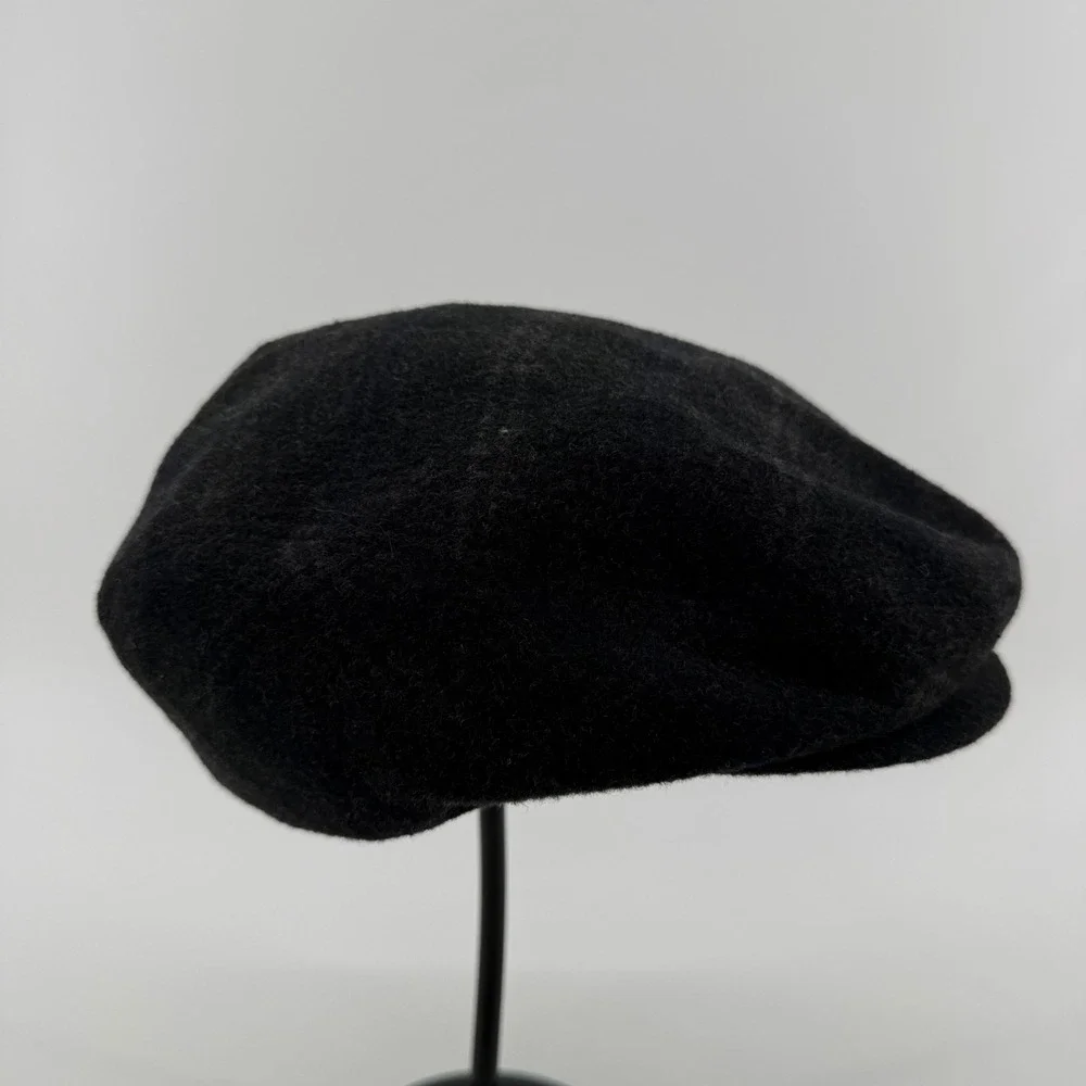 Country Gentleman Flat Cap Mens L Black Solid Wool Blend Made in Italy Ivy Hat